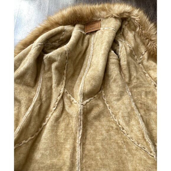 Vintage Guess Suede Leather Jacket Women’s Sz SMALL Brown Coat Faux Fur Stitched - Picture 15 of 16